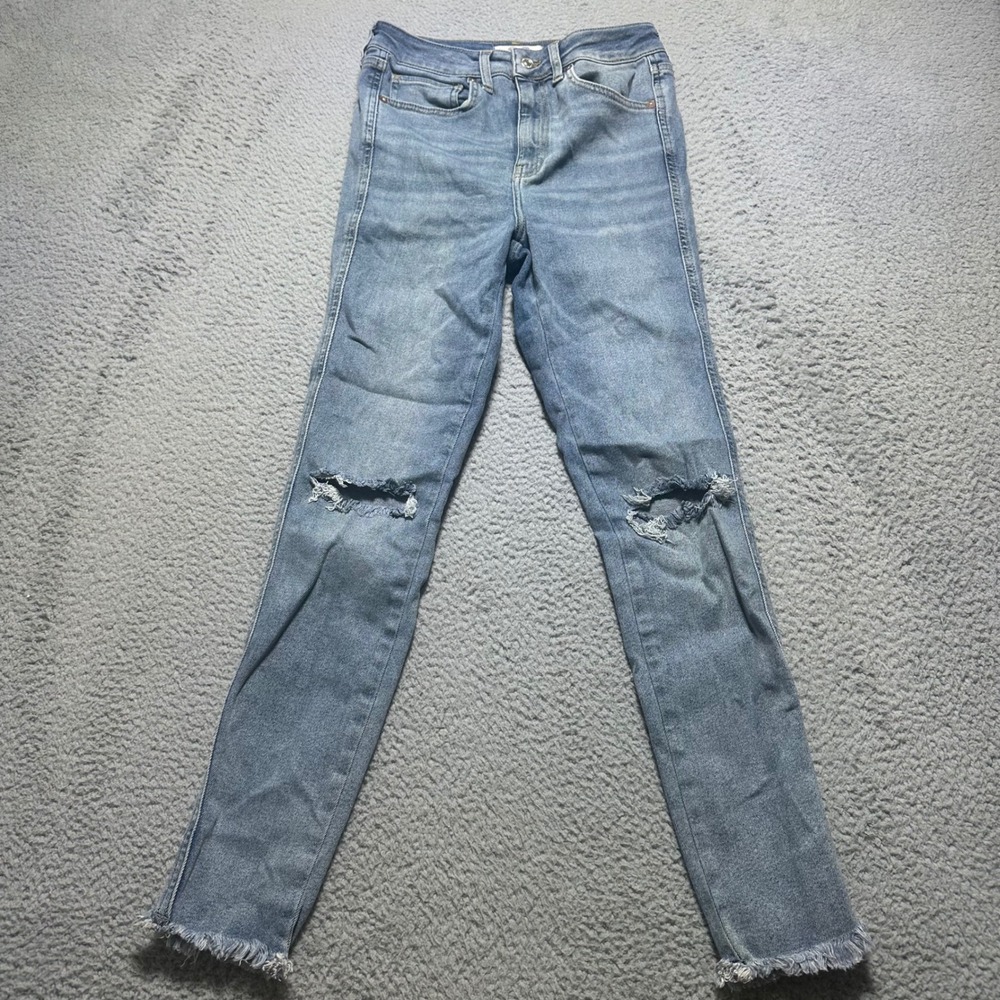 Free People We The Free Twenty Eight Jeans Women 28 Distressed Raw Hem Stretch